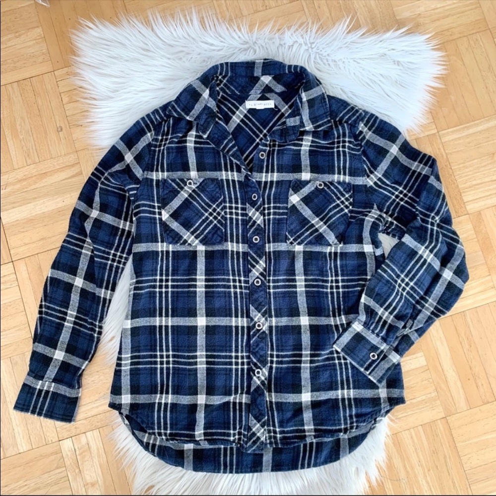 Navy Blue Plaid Flannel
